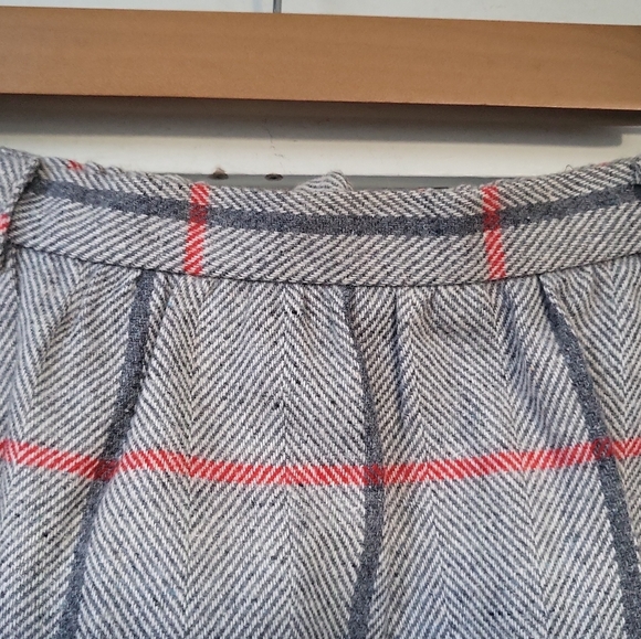Vintage Cos Cob Gray Wool Blend Plaid Midi Skirt 28" Waist - Picture 6 of 8